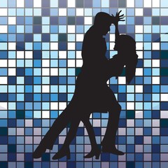 Wall Mural - silhouette of a couple striking dance pose