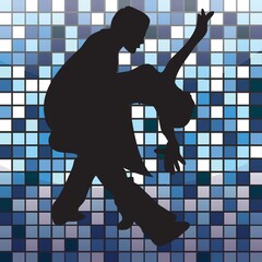 Sticker - silhouette of a couple striking dance pose