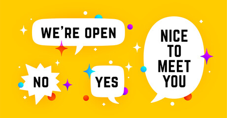 Fototapete - Speech bubble. Set of chat message, cloud talk, speech bubble. White speech bubble, cloud talk isolated silhouette with text. Elements for chat message, social network, web. Vector Illustration