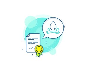Poster - Clean aqua sign. Certification complex icon. Water drop splash line icon. Liquid symbol. Certificate or diploma document. Water splash sign. Vector