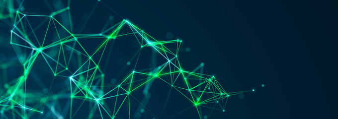 Leinwandbilder - Abstract digital connection dots. Technology background. Network connection structure. 3d rendering. widescreen