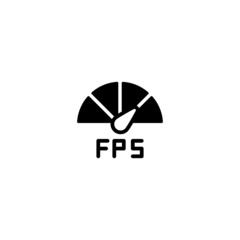 Wall Mural - FPS Indicator icon in black flat glyph, filled style isolated on white background