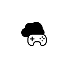 Poster - Cloud gaming icon in black flat glyph, filled style isolated on white background