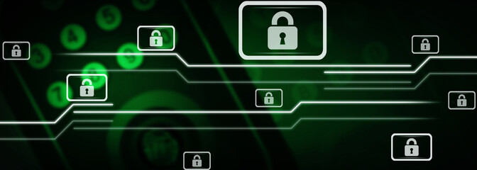 Poster - 2d illustration Safety concept: Closed Padlock on digital background