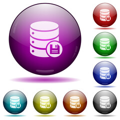 Wall Mural - Database save icon in glass sphere buttons