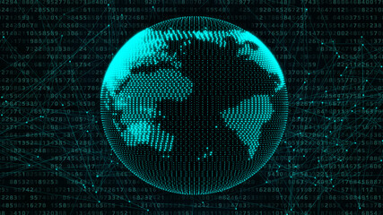 Aufkleber - Digital Data Number World Map Scientific Technology Telecommunication Network Illustration Background.
