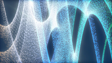 Leinwandbilder - Futuristic Sci fi Digital Wave Dot Particle Illustration Background. Beautiful Landscape Floating Defocus Animation Graphic Design.