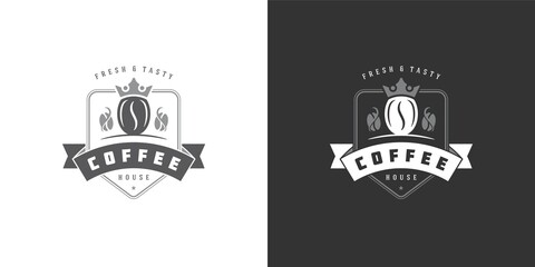 Wall Mural - Coffee shop logo template vector illustration with bean silhouette good for cafe badge design and menu decoration