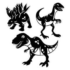 Sticker - Set of funny dinosaurs on white background.