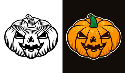 Halloween pumpkin two styles vector illustration