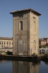 Sticker - Vertical shot of a tower at the port of Cervia, Italy