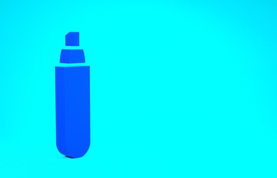 Blue Marker pen icon isolated on blue background. Minimalism concept. 3d illustration 3D render.