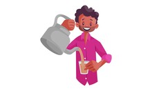 Vector Graphic Illustration Of An Indian Tea Seller. Individually On White Background.
