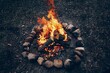 Bright campfire in the nature. High quality photo