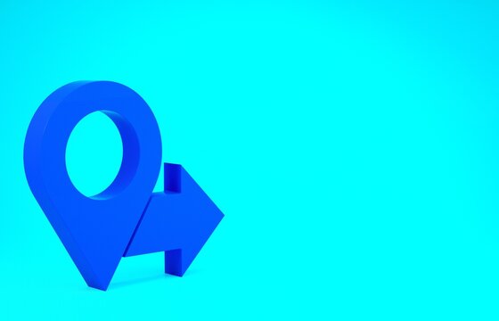 Blue Map pin icon isolated on blue background. Navigation, pointer, location, map, gps, direction, place, compass, search concept. Minimalism concept 3d illustration 3D render