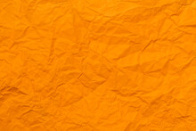 Crumpled Orange Paper For Orange Background