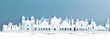 Panorama view of Islamabad, Pakistan skyline with world famous landmarks of Indonesia in paper cut style vector illustration.