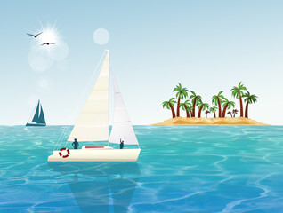 Sticker - illustration of sailing holidays