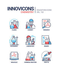 Chemistry - modern line design style icons set
