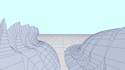 Aufkleber - Abstract technology background with gears or cog wheels scheme or blueprint in perspective view