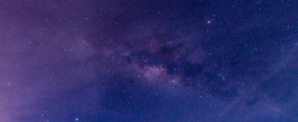 amazing panorama blue night sky milky way and star on dark background.universe filled, nebula and ga