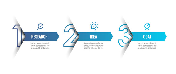 Wall Mural - Vector Infographic design template with icons and 3 options or steps. Can be used for process diagram, presentations, workflow layout, banner, flow chart, info graph.