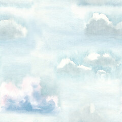 Wall Mural - Hand painted watercolor clouds