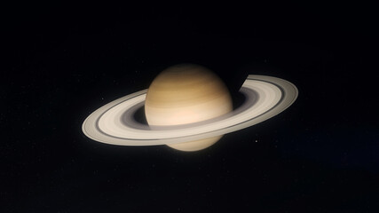 Wall Mural - space view of planet saturn with two of icy moons