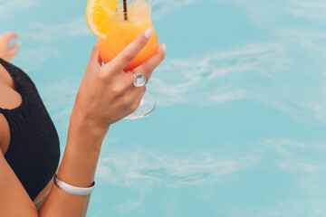 Poster - close up of boho styled woman hands with silver jewelry.