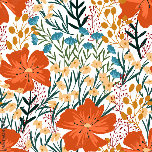 Papel de parede Wild Flowers seamless pattern