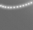 
Christmas lights, bright garland, realistic design element. Glowing lights of Christmas holidays.