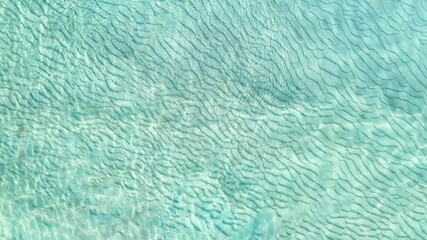 Wall Mural - Perfectly clear crystal blue or turquoise blue water in shallow water, and a clean sandy bottom. Texture