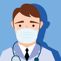 Poster - young male doctor wearing medical mask character