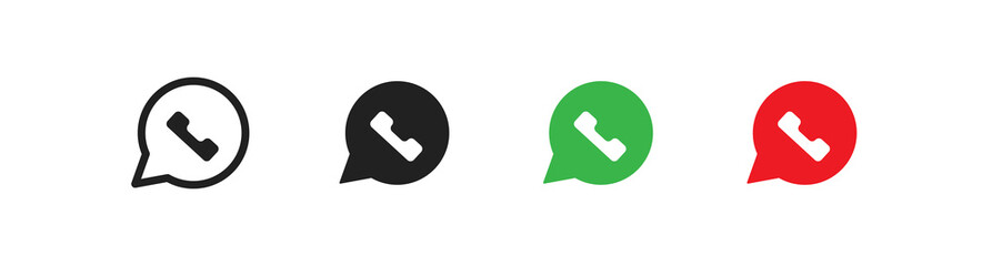 Wall Mural - telephone symbol simple icon set. mobile call illustration in vector flat