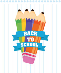 Wall Mural - back to school poster with colors pencils