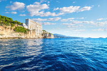 View From The Sea Of The Monaco Aquarium Oceanographic Museum Of Marine Sciences In Monaco-Ville, Monaco.