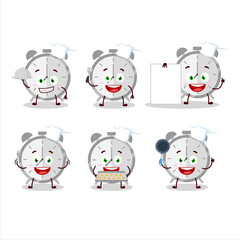 Wall Mural - Cartoon character of alarm clock with various chef emoticons