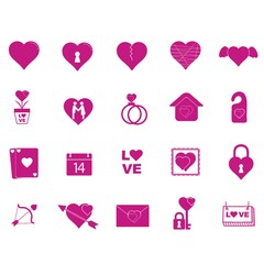 Canvas Print - collection of valentine's day icons