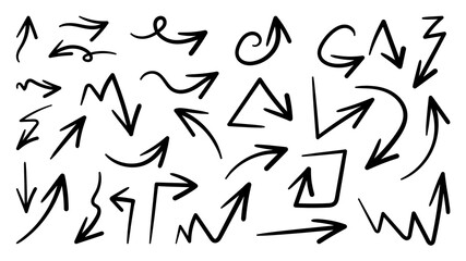 Poster - Hand drawn arrow vector icons set. sketch arrow design for business plan and education.