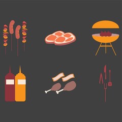 Canvas Print - barbecue icon set