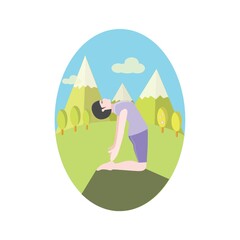 Sticker - woman doing yoga outdoors