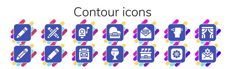 Sticker - Modern Simple Set of contour Vector filled Icons