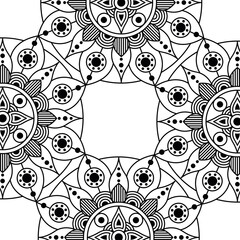 Wall Mural - decorative floral monochrome mandala ethnicity frame