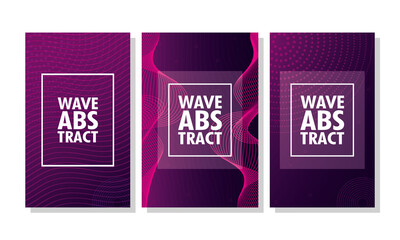 Poster - wave abstract with lettering and squares frames in purple background