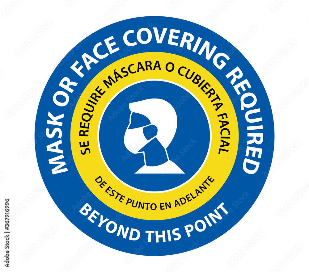 Mask or Face Covering Required Floor Sign. face mask required sign ...