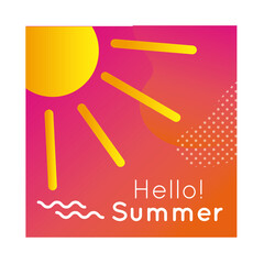 Sticker - hello summer colorful banner with sun