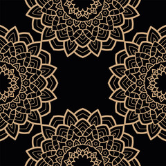 Wall Mural - decorative floral mandala with black background