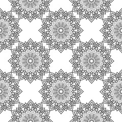 Wall Mural - decorative floral monochrome mandala ethnicity pattern background