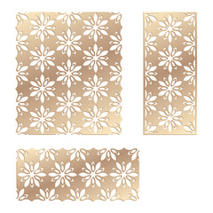 Sticker - Decal. Laser cutting panel. Fence. Veneer vector. Plywood laser cutting floral design. Room divider. Seamless pattern for laser cut. Stencil lattice ornament for laser cutting. Home screen.