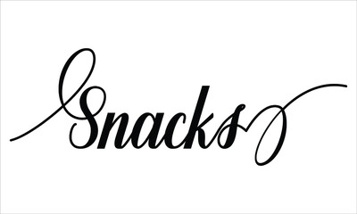 Aufkleber - Snacks Script Calligraphy Cursive Typography Black text lettering and phrase isolated on the White background